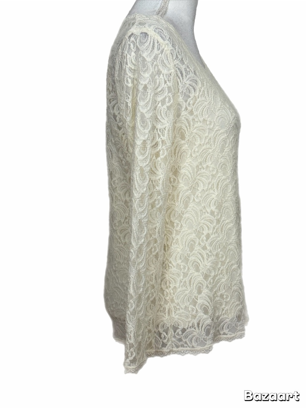 APT. 9 Petite Large 2-Piece Ivory Floral Lace Long Sleeve Top Cami Set - Picture 3 of 7